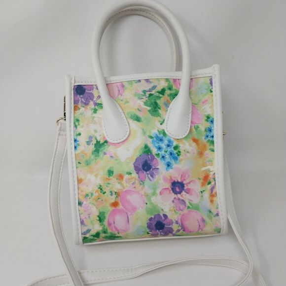 Pretty Spring Floral Rectangle Crossbody Bag - Picture 1 of 12